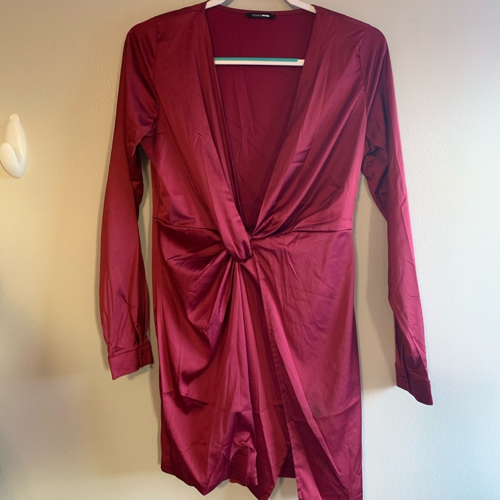 Pink Satin Wrap Dress